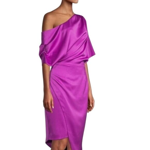 Elliatt Women's XS Purple One-Shoulder Asymmetrical Draped Mini Dress Chic - Picture 14 of 14